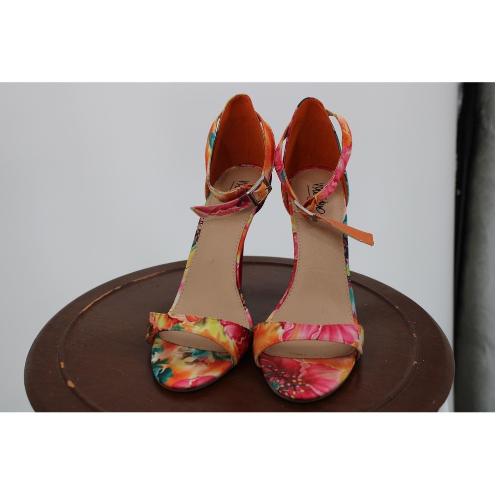 Mossimo Shoes Womens Size 7.5 Multicolor Floral Ankle Strap High Heel Sandals